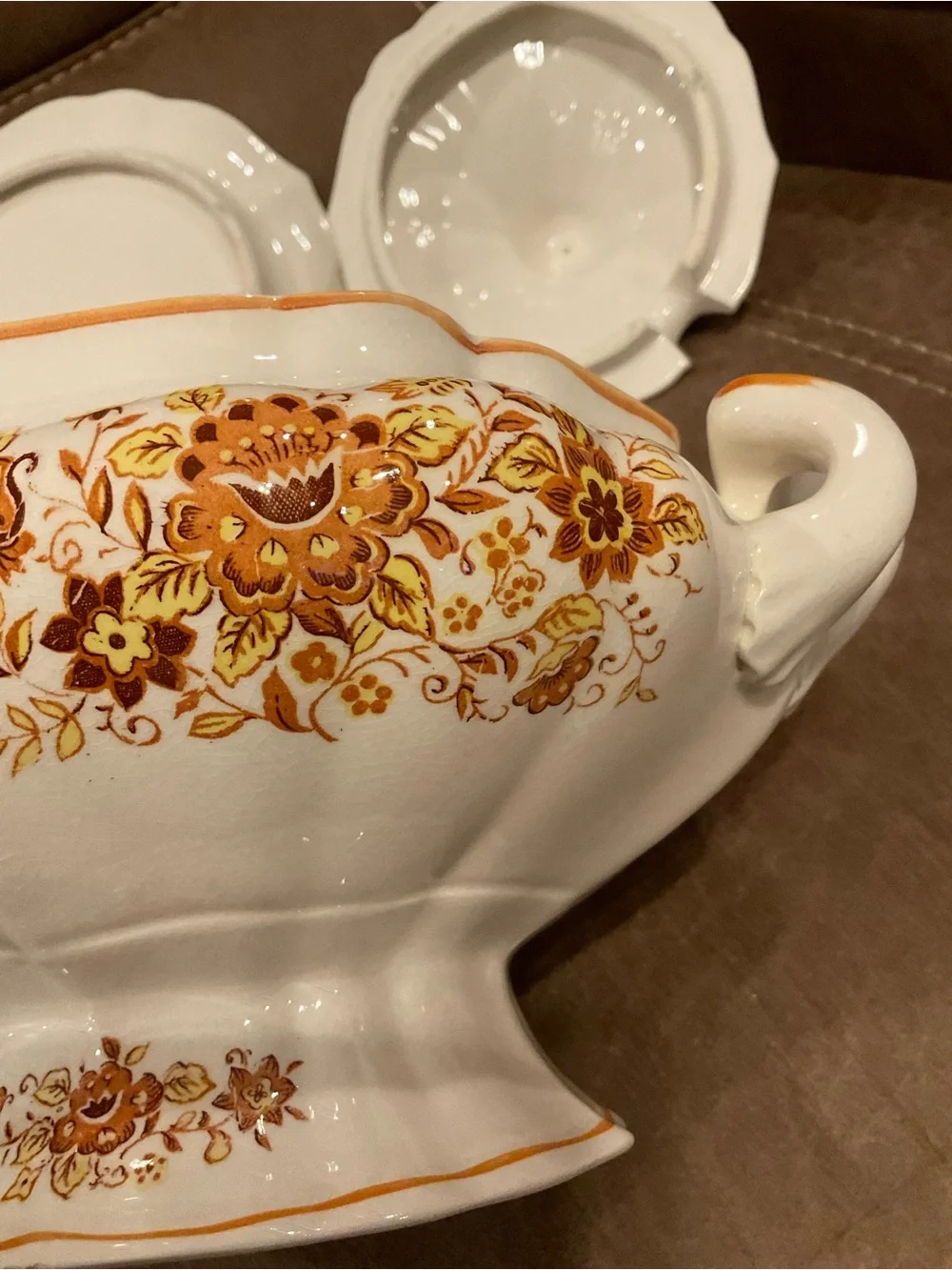 Vintage Brown Japanese Porcelain Soup Bowl